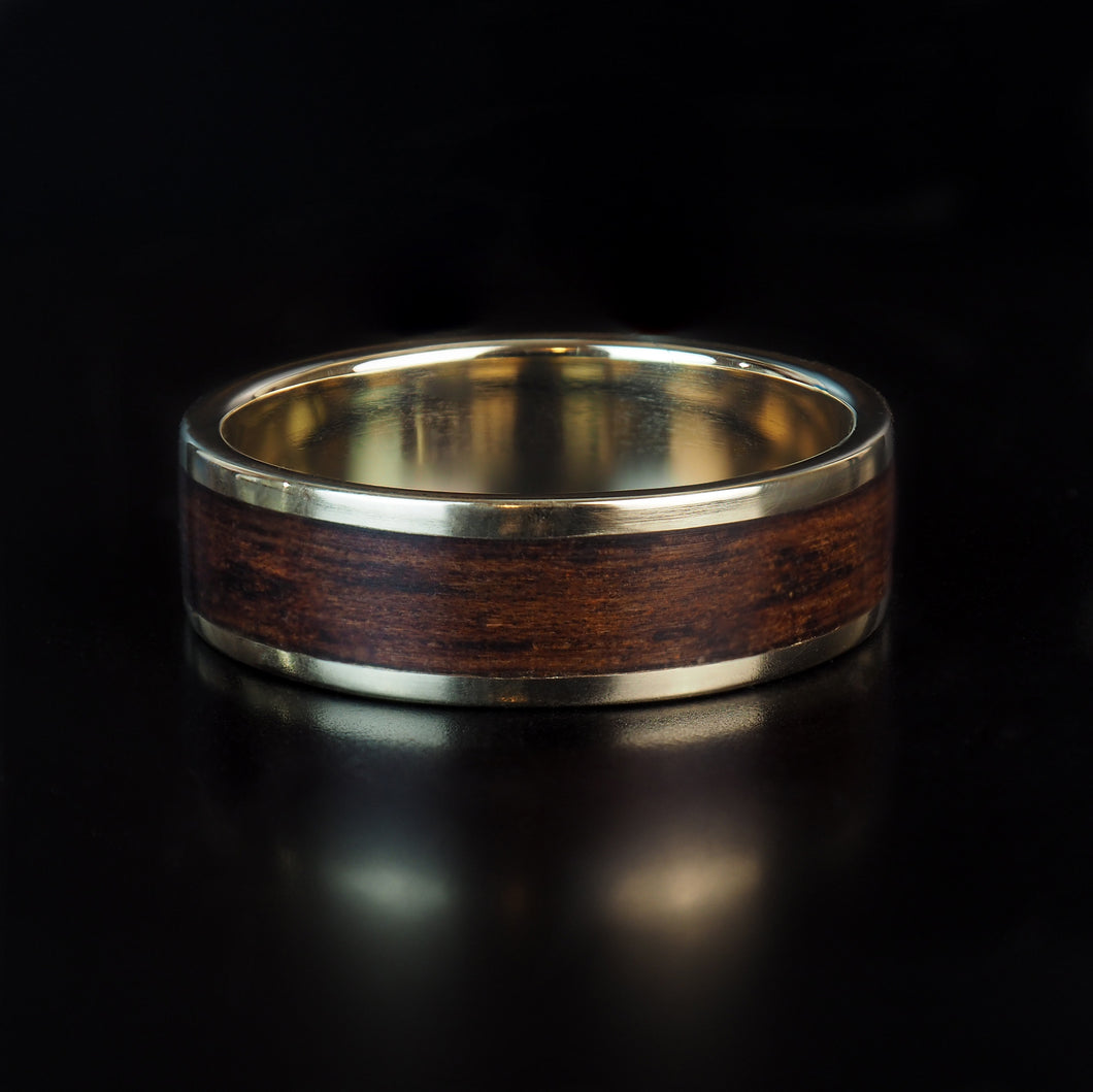 Handcrafted Jarrah Wooden Ring with 9ct Yellow Gold
