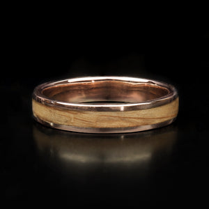 Handcrafted Brush Box Wooden Ring with 9ct Rose Gold