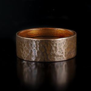 Handcrafted Hammer Textured Copper Ring with Queensland Red Cedar Wood