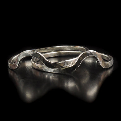 Thin Sterling Silver Hammered Texture Stacker Rings