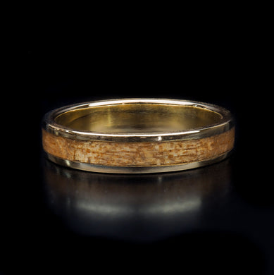 Handcrafted Queensland Maple Wooden Ring with 9ct Yellow Gold