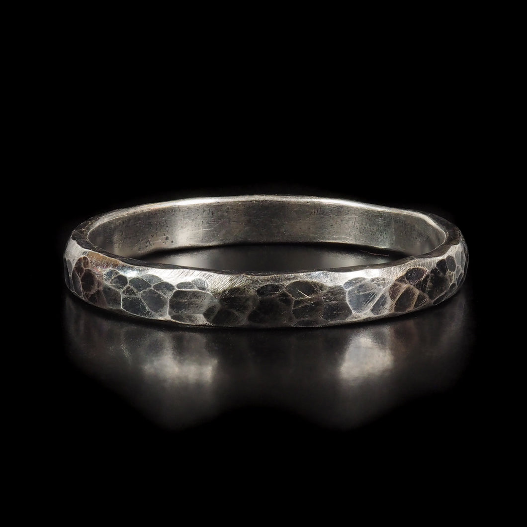 Textured Sterling Silver Stacker Ring with Patina