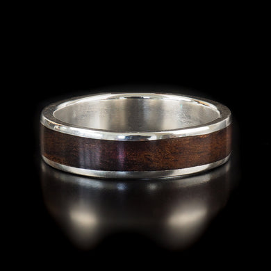 Handcrafted Walnut Burl Wooden Ring with Sterling Silver